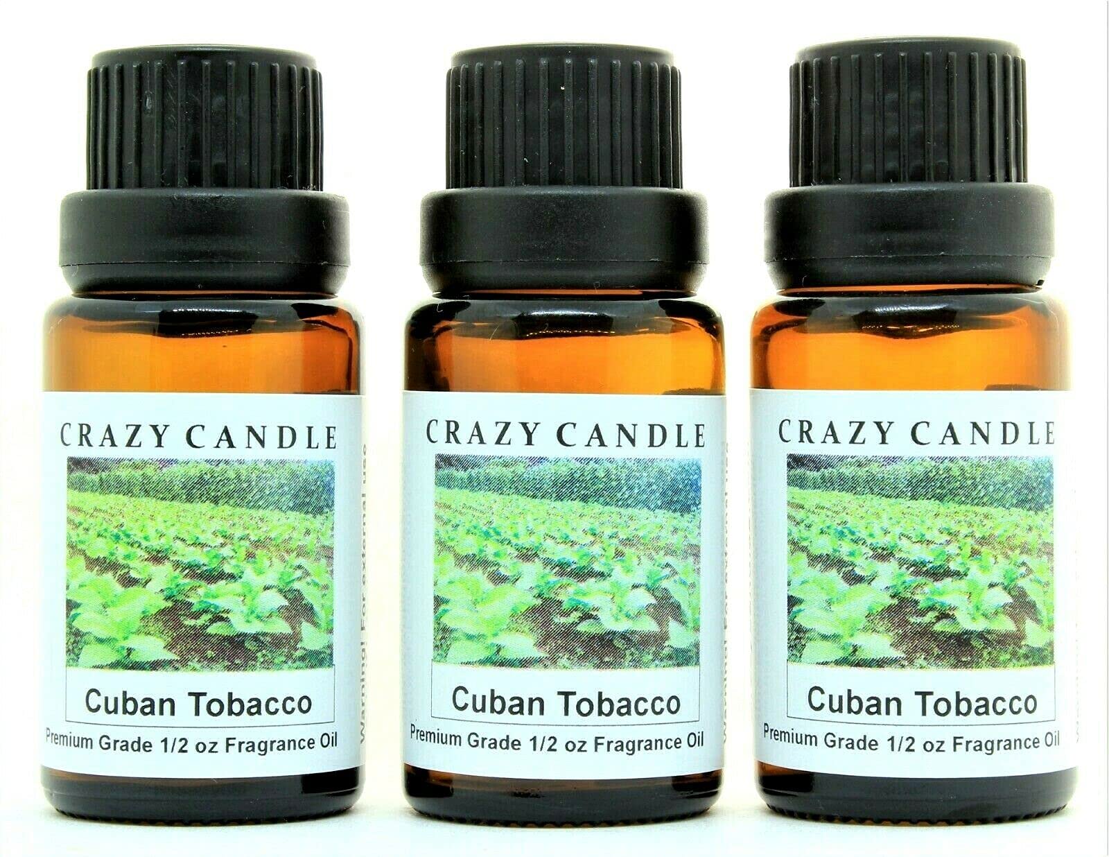 Premium Cuban Tobacco Scented Fragrance Oil - 3 Pack (1/2 Fl Oz/15ml Each) - Long Lasting Aromatherapy for Home, Office & Relaxation