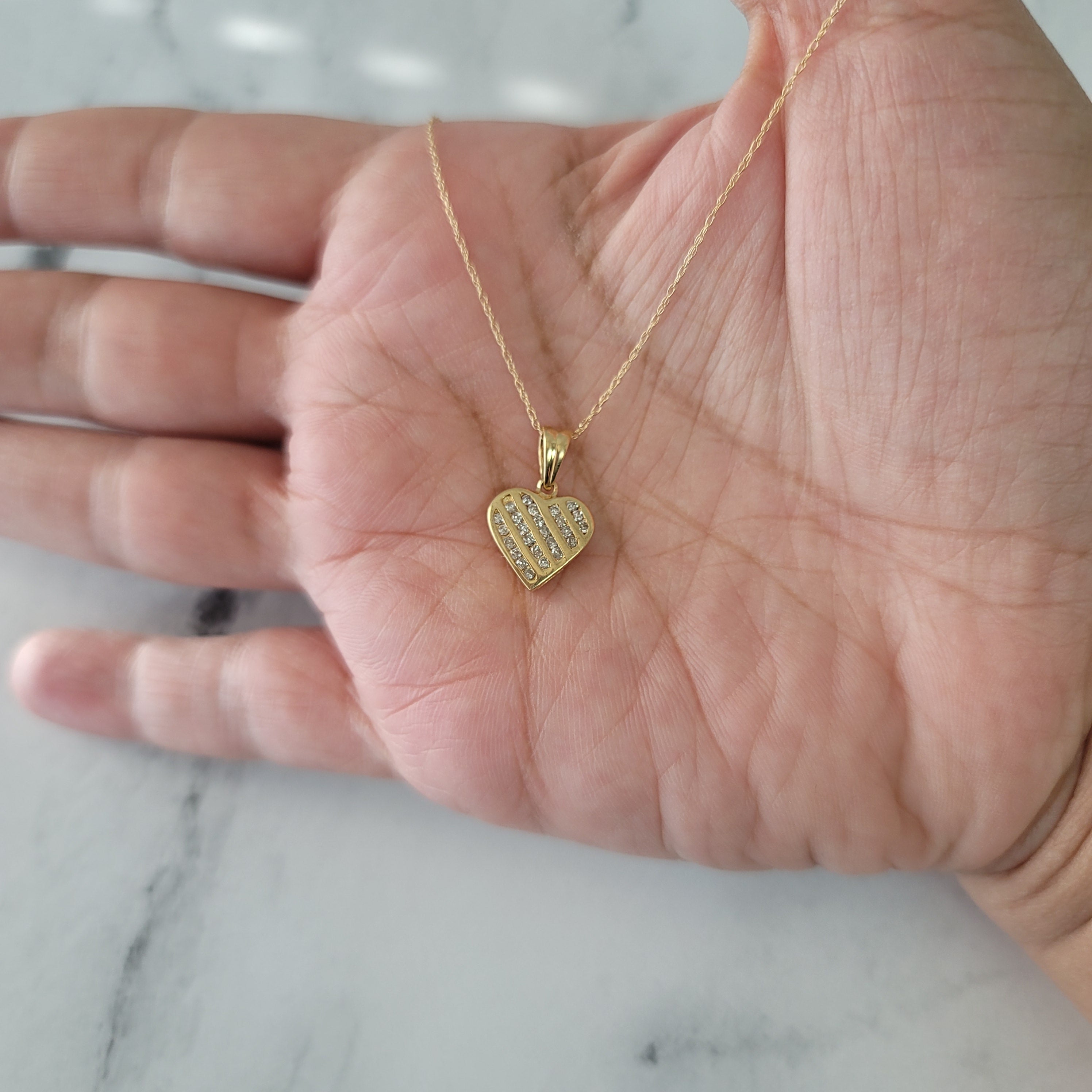 14K Yellow Gold Heart Shaped Diamond Necklace - 0.50 Carat Total Weight | Romantic Gift for Anniversary, Valentine's Day & Special Occasions