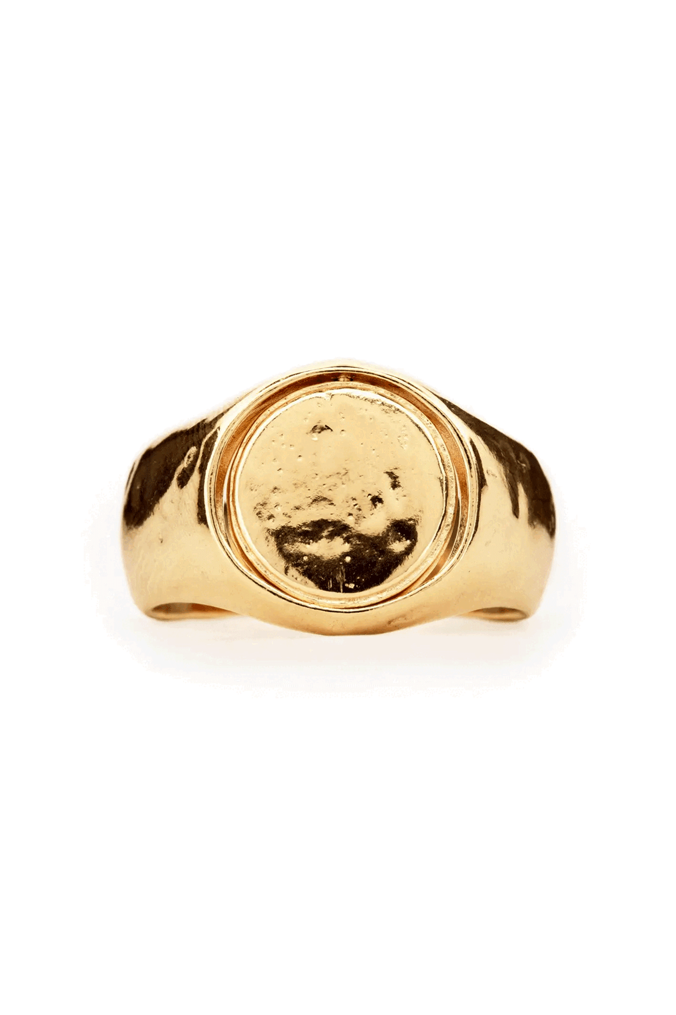 Revolve Signet Ring for Women - 14K Gold Plated Minimalist Stackable Band - Perfect for Everyday Wear, Layering & Gift Giving