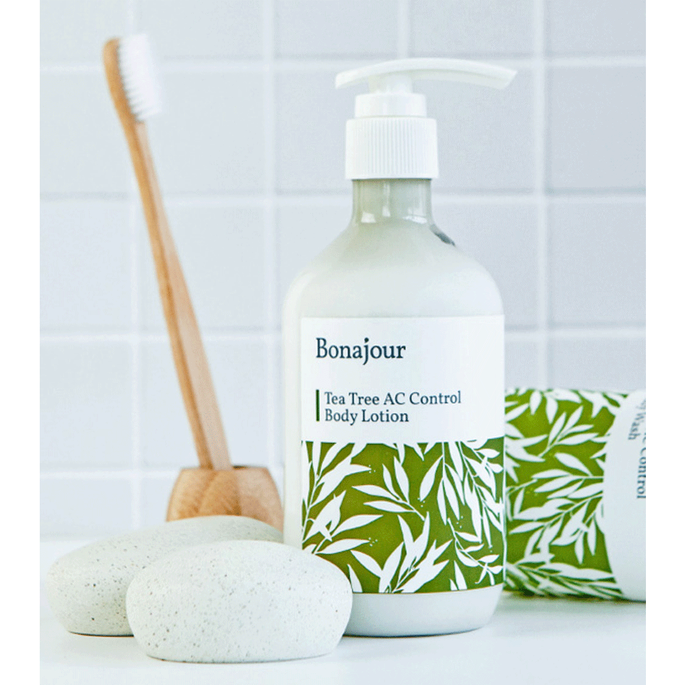 BONAJOUR Tea Tree AC Control Body Lotion 300ml - Oil-Free Moisturizer for Acne-Prone Skin, Soothing & Hydrating - Perfect for Daily Skincare & Post-Workout Care