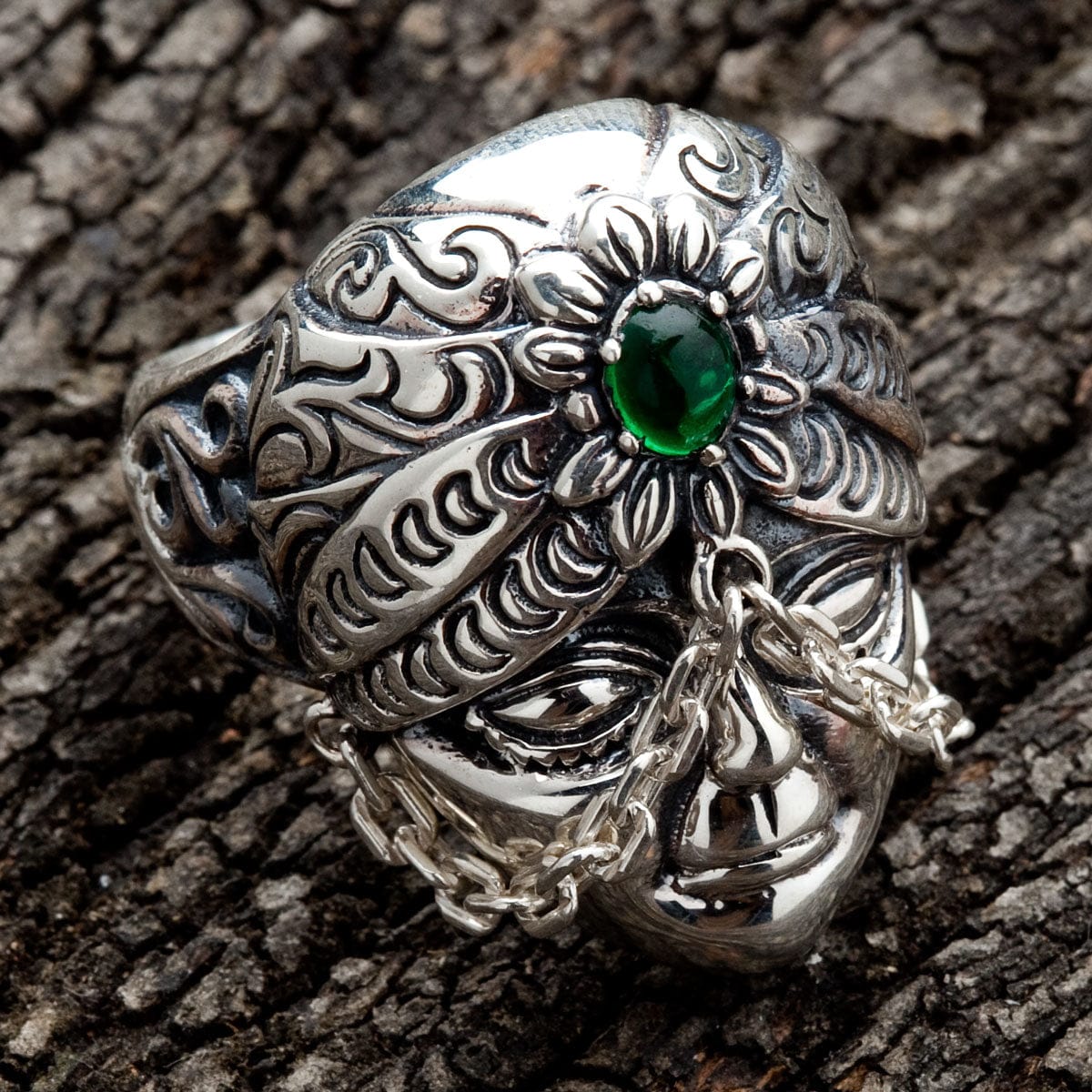 925 Sterling Silver Maharaja Face Ring for Men - Elegant Indian Inspired Jewelry for Parties, Weddings & Gifting