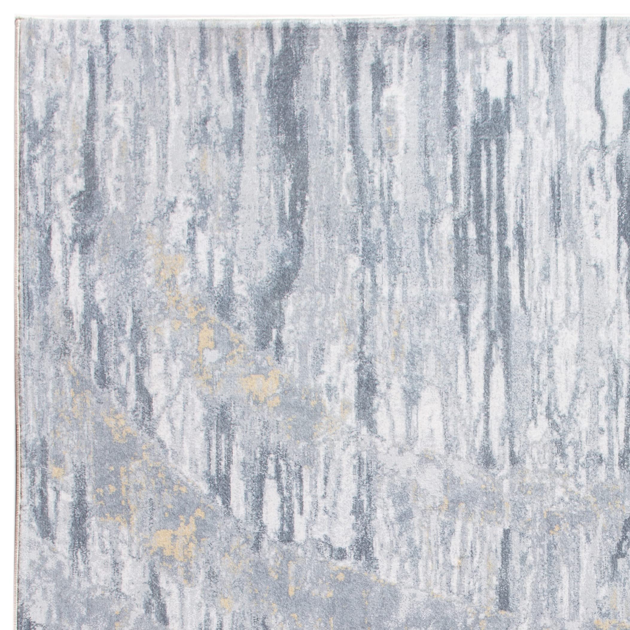 KAS Rugs Roxy Grey/Gold Abstract Plush Area Rug 5' x 7'6 - Soft Modern Living Room Carpet for Bedroom, Office & Home Decor