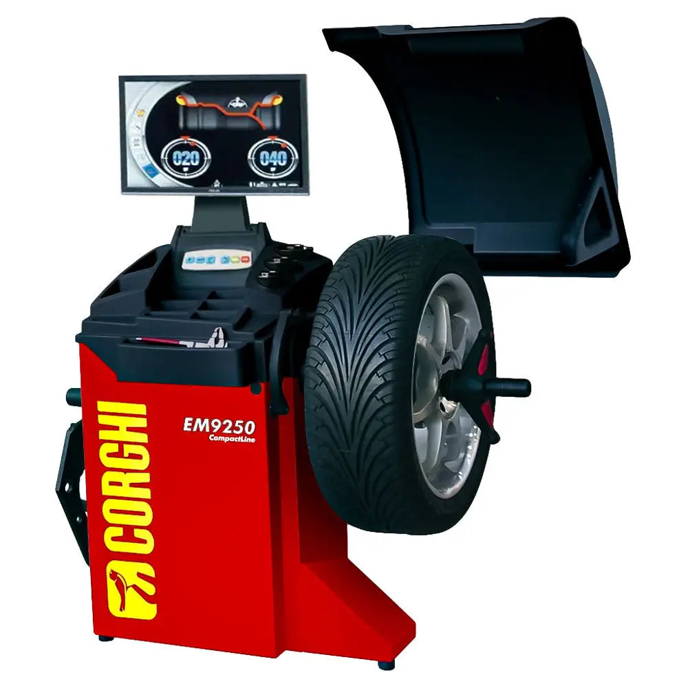 Corghi EM9280 CompactLine Wheel Balancer with LCD Display - Professional Tire Balancing Machine for Auto Shops & Garages - Perfect for Car, Truck & Motorcycle Wheel Alignment