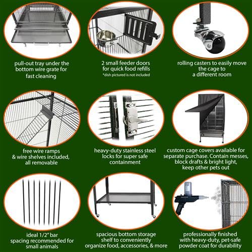 Premium Madagascar Sugar Glider Cage & Starter Kit - Durable Cage, Exercise Wheel, Healthy Food, Water Bottle, Food Dishes & Nest Pouch for Small Pets | Perfect for Sugar Glider Habitat Setup & Daily Care