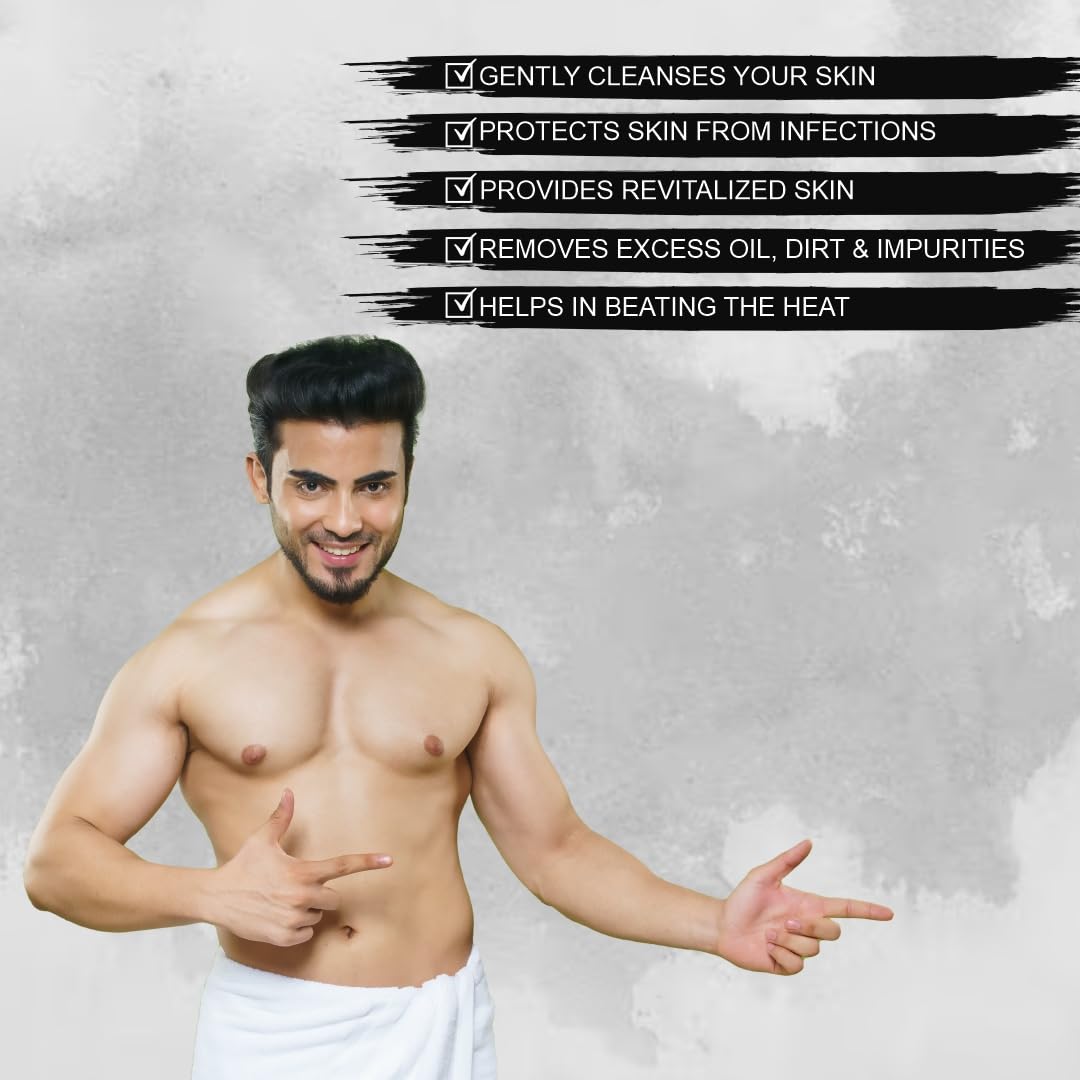 Nimbarka Icy Cool Charcoal Shower Gel for Men - Refreshing Face & Body Wash with Cooling Effect, 250ml (Pack of 1) | Perfect for Post-Workout, Gym & Hot Summer Days
