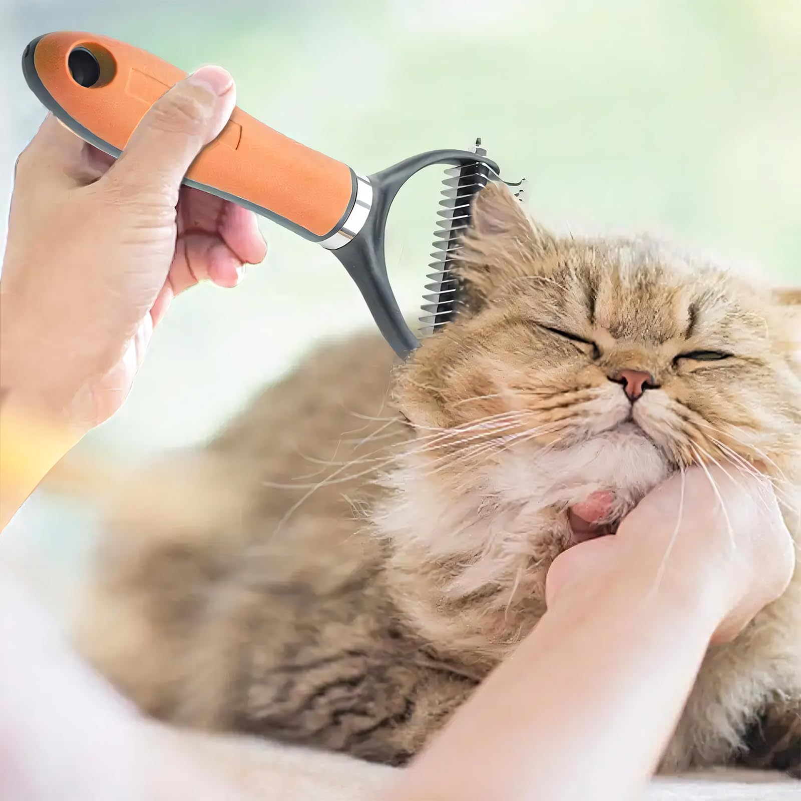 Best Dog Brush for Shedding Control - Gentle Deshedding Tool for Long Haired Dogs - Orange Pet Grooming Kit - Perfect for Daily Brushing & Coat Maintenance at Home