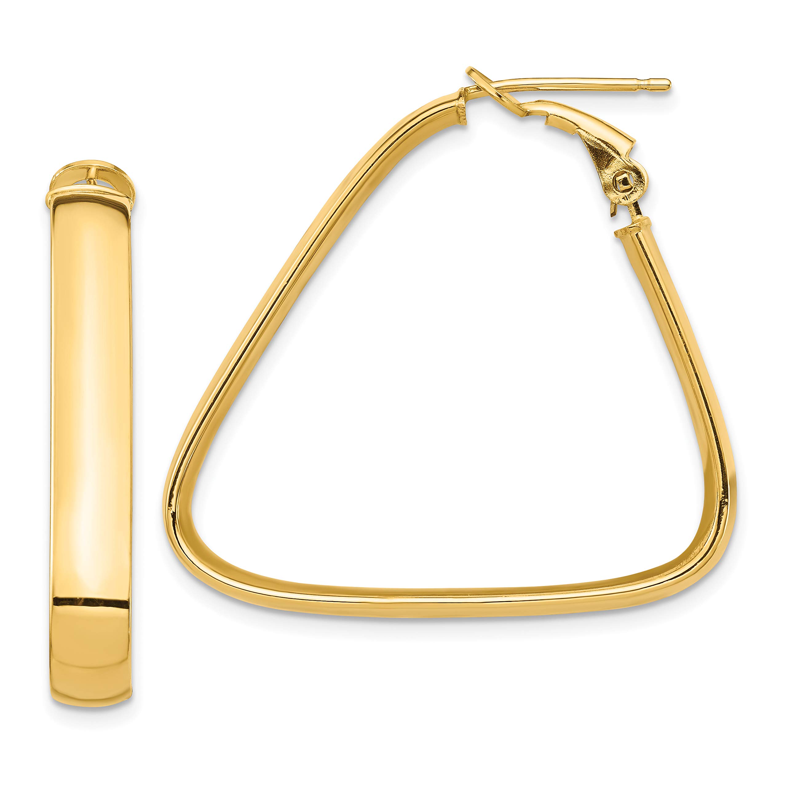 14K Gold High Polished 5mm Omega Back Triangle Hoop Earrings for Women - Elegant Geometric Jewelry for Everyday Wear, Parties & Special Occasions