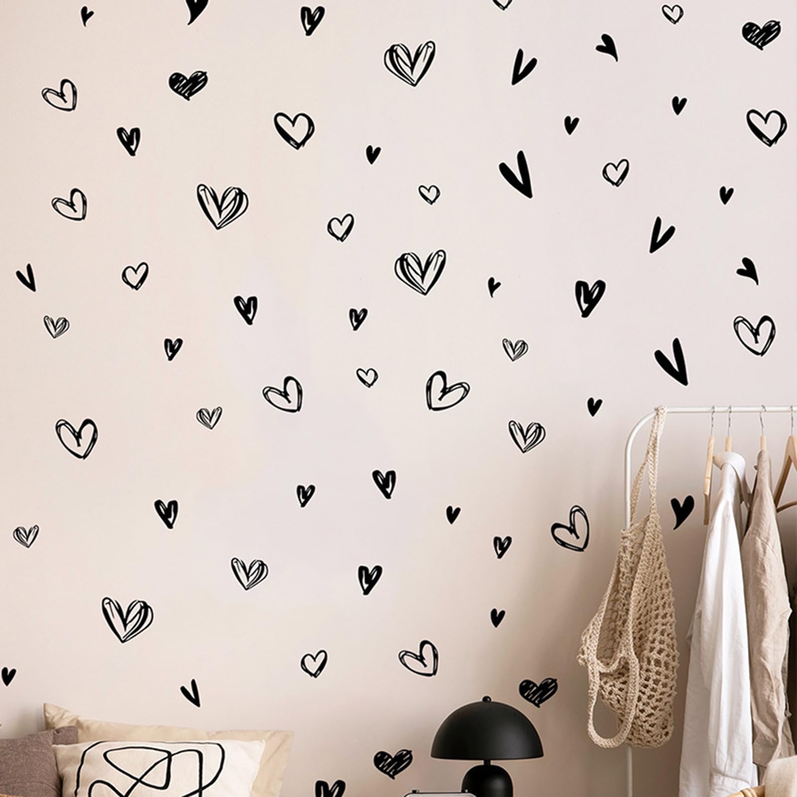 Boho Heart Wall Decals - Self-Adhesive Heart Shaped Wall Stickers for Nursery, Kids Room & Living Room Decor | Peel & Stick Wall Art for Home, Bedroom, Dorm