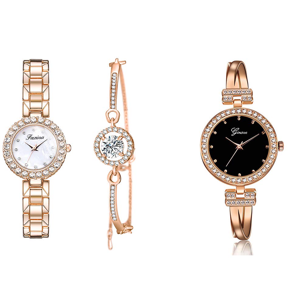 Elegant Women's Bracelet Watch - Simple Crystal Rose Gold Wristwatch for Ladies | Perfect for Office, Party & Everyday Wear