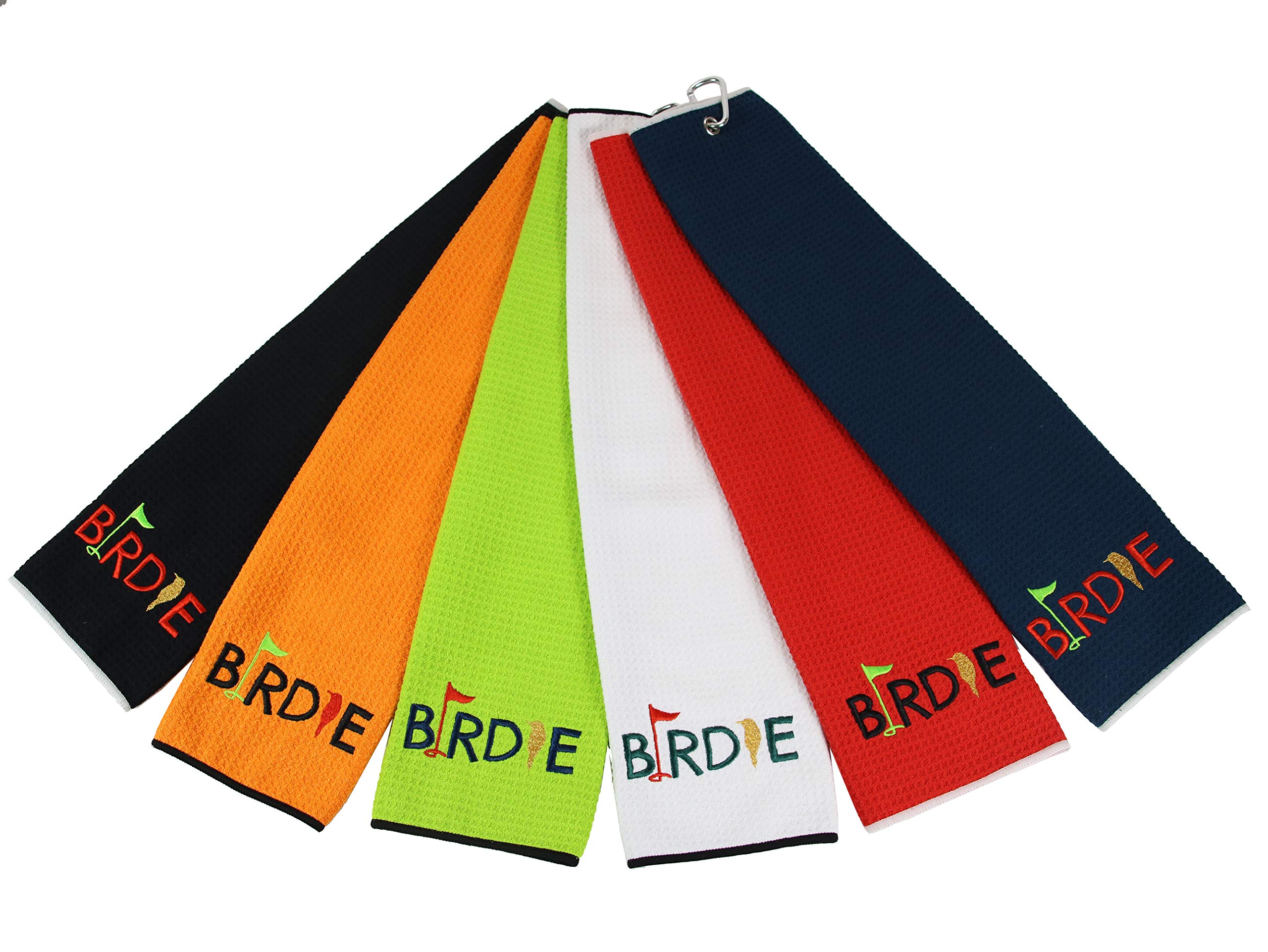 Premium Microfiber Golf Towel - Tri-fold Waffle Design with Carabiner Clip | 16