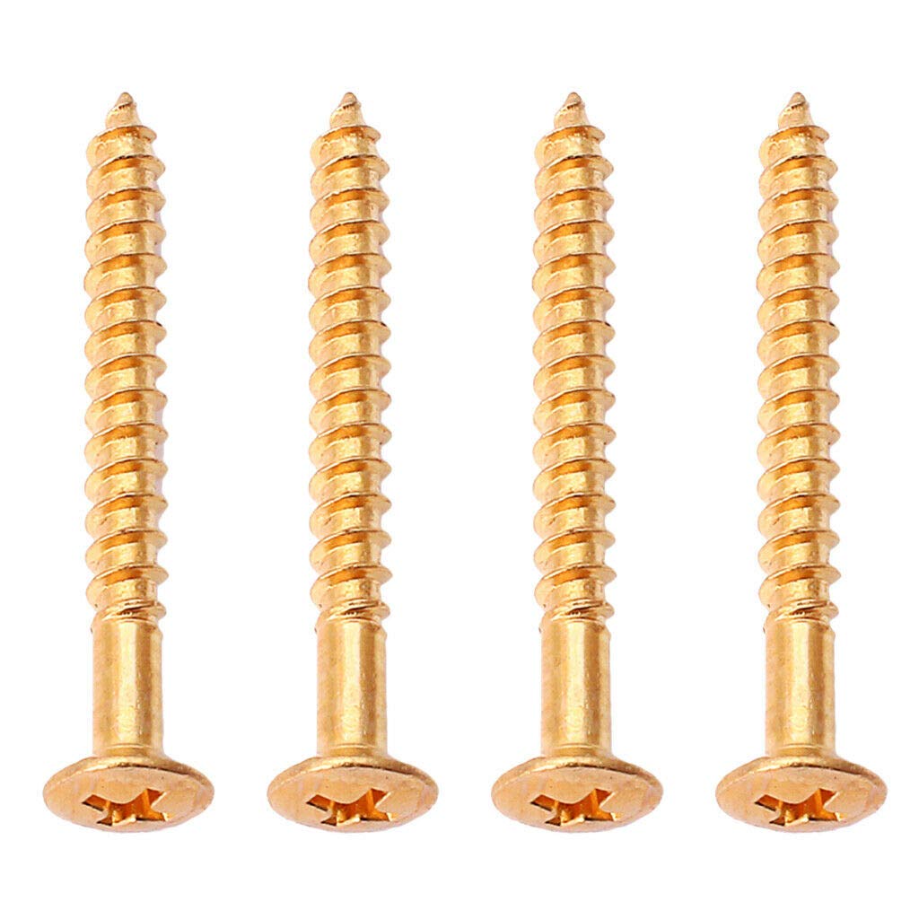 Golden Electric Guitar Neck Plate Mounting Screws - 4Pcs Replacement Parts for Guitar Repair & Maintenance | Perfect for DIY Guitar Upgrades & Professional Setups
