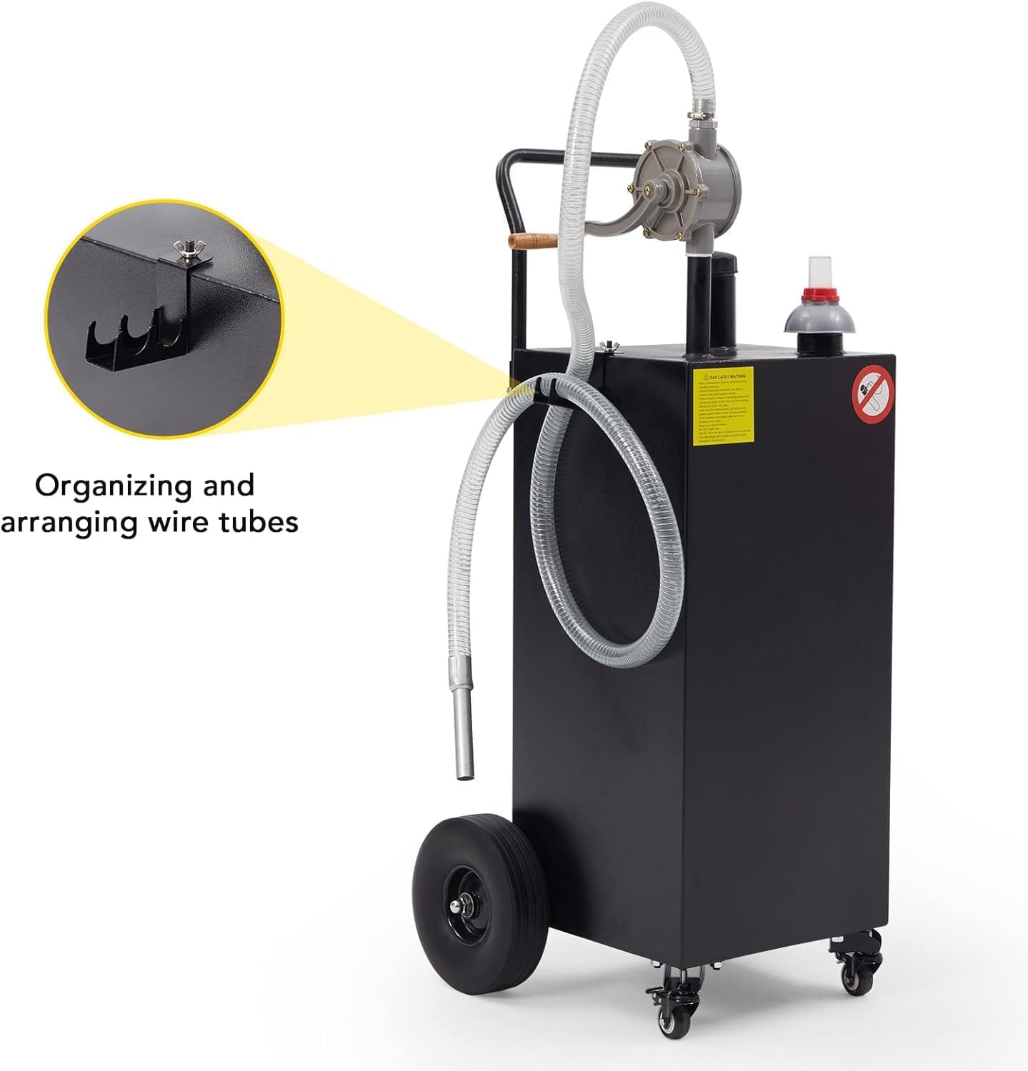 35 Gallon Portable Fuel Caddy - Heavy Duty Diesel & Gasoline Storage Tank with Rotary Hand Pump & Wheels - Ideal for Boat, ATV, Car, Motorcycle & Farm Equipment - Leak Proof Black Container for Safe Fuel Transfer & Storage
