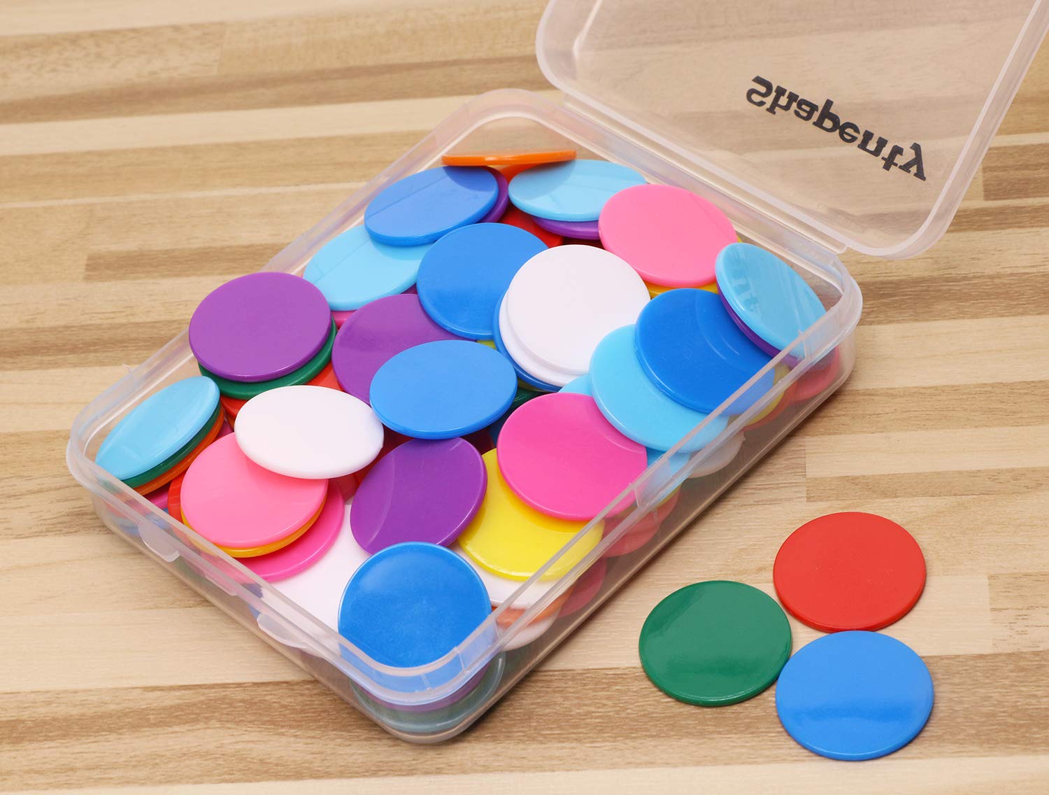 Shapenty 10-Color Plastic Counting Chips - 120pcs 1-Inch Math Manipulatives for Classroom & Poker Games | Includes Storage Box | Perfect for Math Practice, Bingo, Casino Nights & Educational Activities