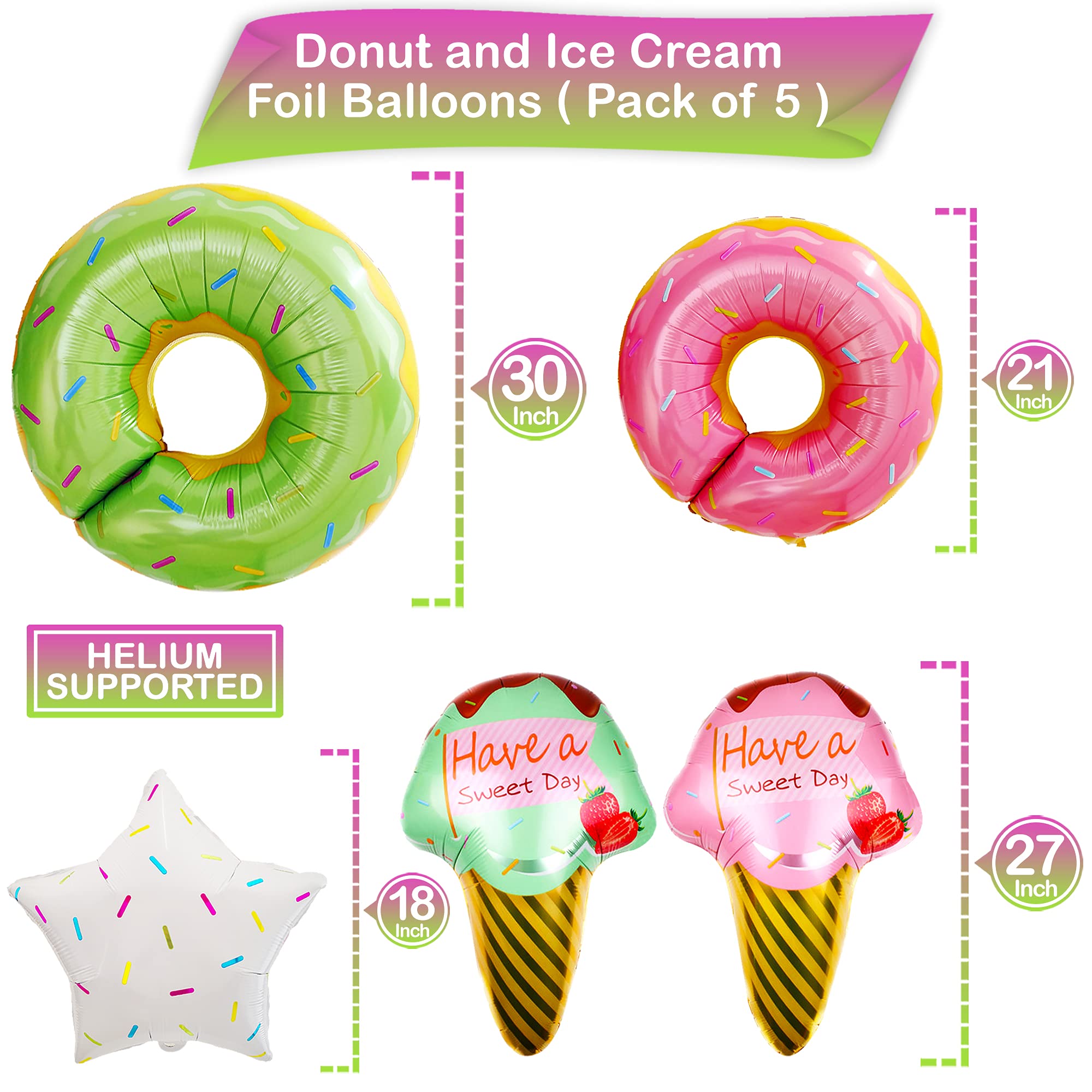 Extra Large Ice Cream Tablecloth & Balloons Set - Pack of 10 | Waterproof Party Table Cover for Ice Cream Themed Birthday, Baby Shower & Summer Celebrations | Cute Dessert Decorations for Indoor/Outdoor Events