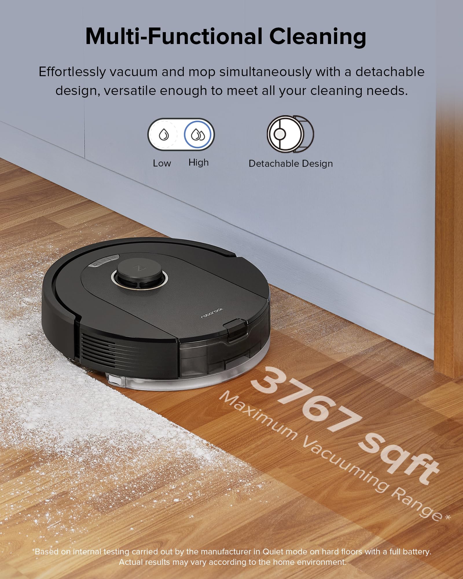 Roborock Q5 Pro+ Self-Emptying Robot Vacuum and Mop with Washable Cloth - Smart Mapping, 2700Pa Suction - Ideal for Hardwood Floors & Pet Hair Cleaning in Large Homes