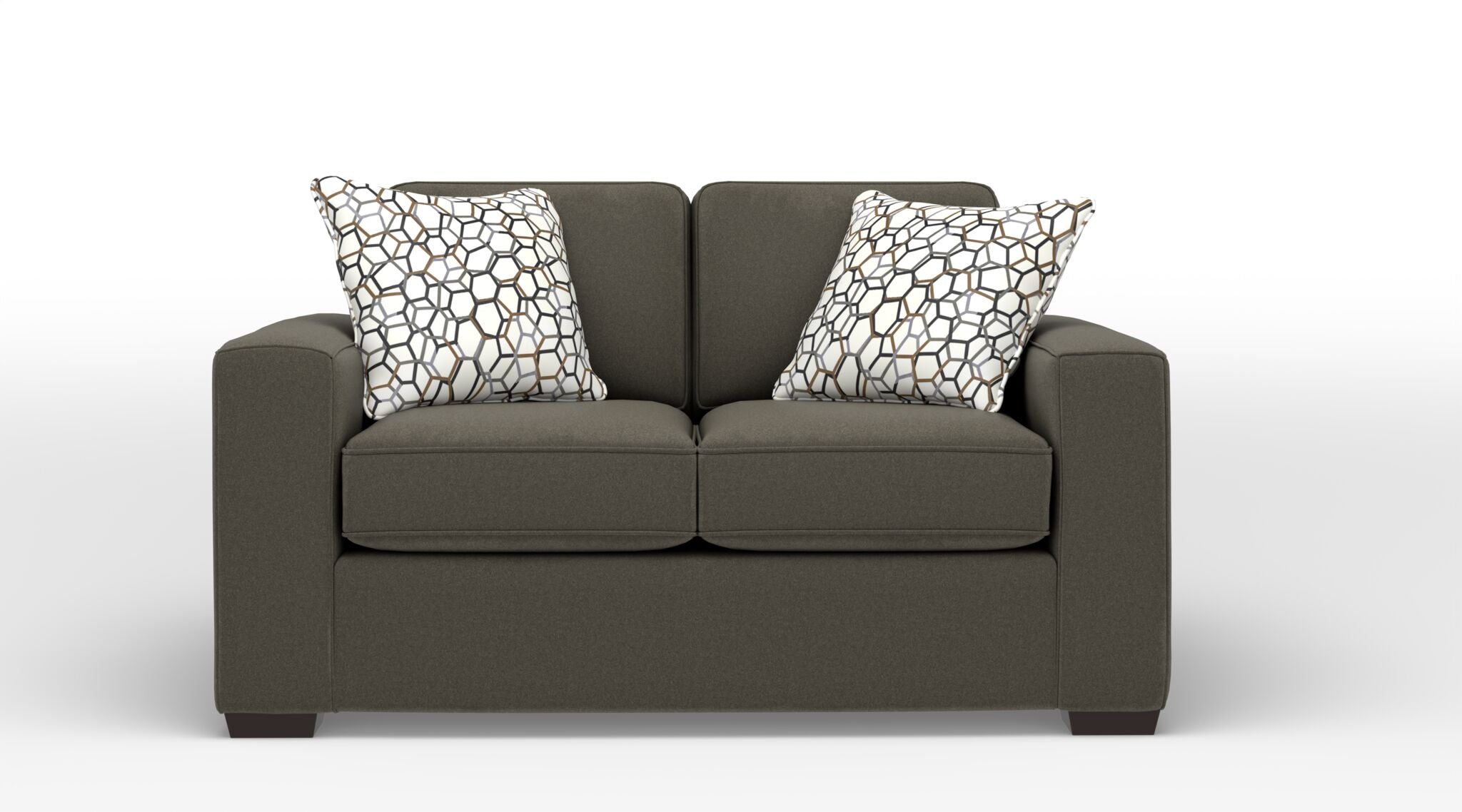 Celeste Loveseat Sofa - Arlo Brown Leather Upholstered Small Couch for Living Room, Apartment, Office & Lounge - Compact & Stylish Seating Solution