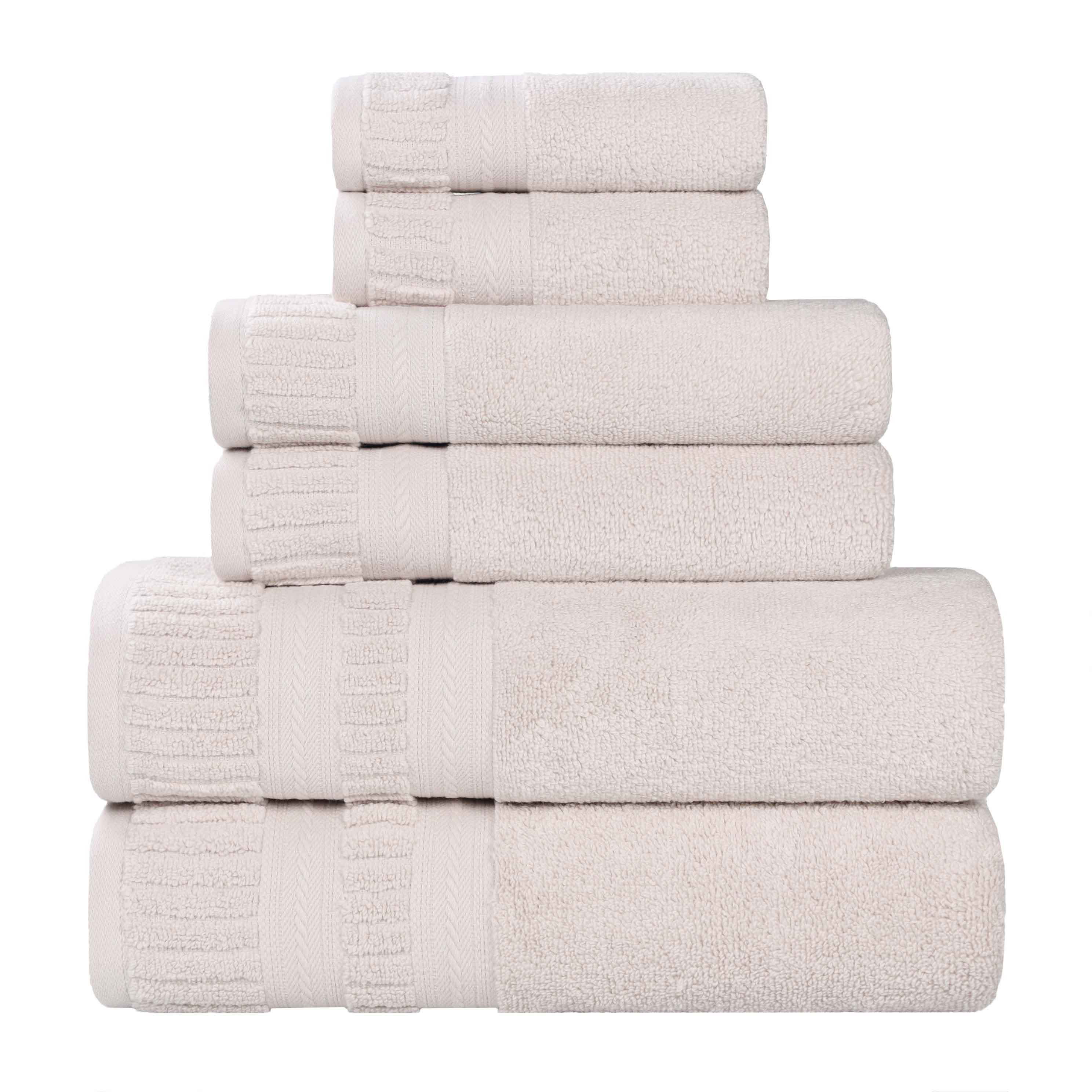 Venice Zero Twist Cotton 6-Piece Towel Set - Medium Weight, Highly Absorbent Bath Towels for Spa, Gym & Home Use