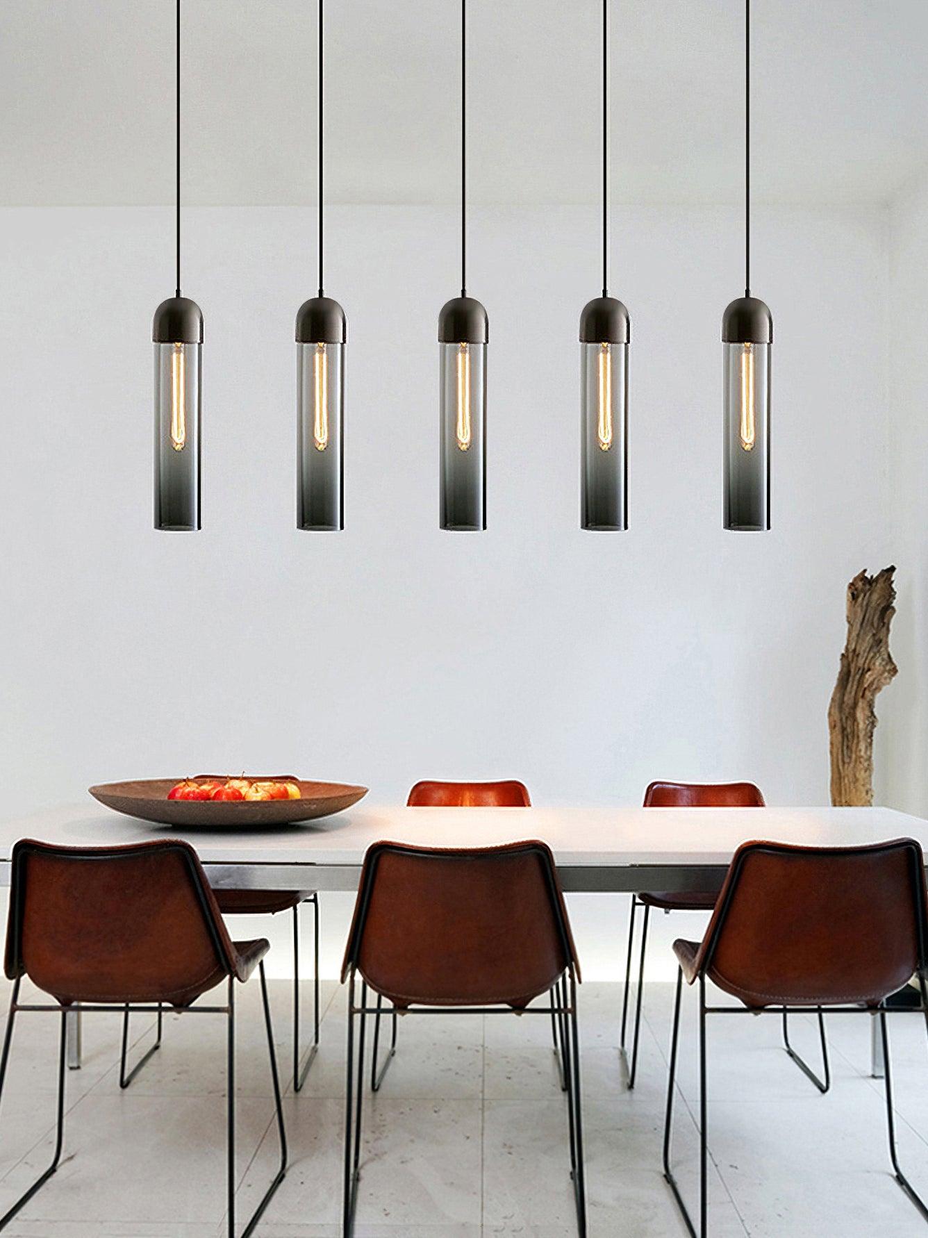 Modern Glass Cylindrical Pendant Light - Sleek Hanging Fixture for Kitchen Island, Dining Room & Bedroom Lighting