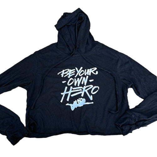 Be Your Own Hero Long Sleeve Crop Top - Women's Fashion Casual Tee for Workout, Gym & Streetwear