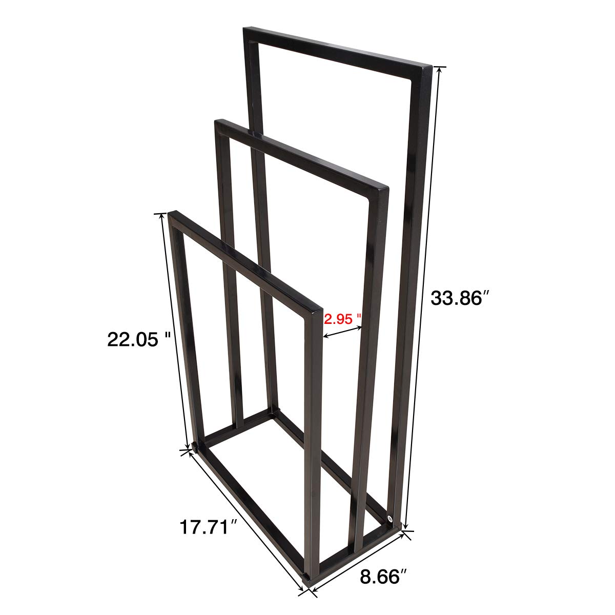 TSLY 3-Tier Freestanding Metal Towel Rack - Heavy Duty Bathroom Storage Organizer for Towels & Washcloths | Space-Saving Drying Shelf for Small Bathrooms, Laundry Rooms & Kitchens (Black)