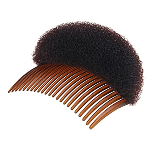 1PC Bump It Up Volume Hair Styling Clip - Bun Maker & Hair Insert Tool with Comb - Instant Hairstyle Accessory for Women (Brown) - Perfect for Parties, Weddings & Everyday Styling