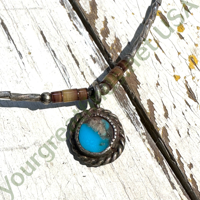 Vintage Sterling Silver Turquoise Pendant Necklace - Handmade Southwest Jewelry for Women - Perfect for Boho Fashion, Gift Giving & Special Occasions