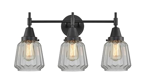 Innovations 447-3W-BK-G142 Black Transitional 3-Light Bathroom Vanity Lighting Fixture - Perfect for Modern Bathrooms & Powder Rooms