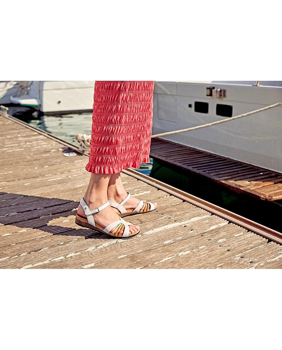 PIKOLINOS Women's Leather Flat Sandals - Comfortable Ibiza Style for Beach, Vacation & Summer Outfits