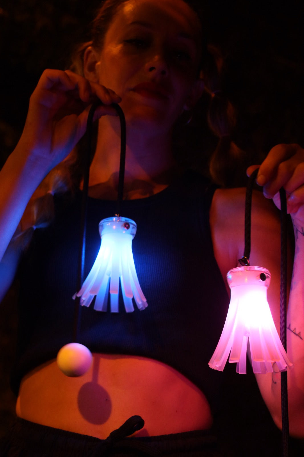 KOSMOS LED Flower Poi - Colorful Light Up Spinning Toys for Dance, Flow Arts, and Nighttime Performances
