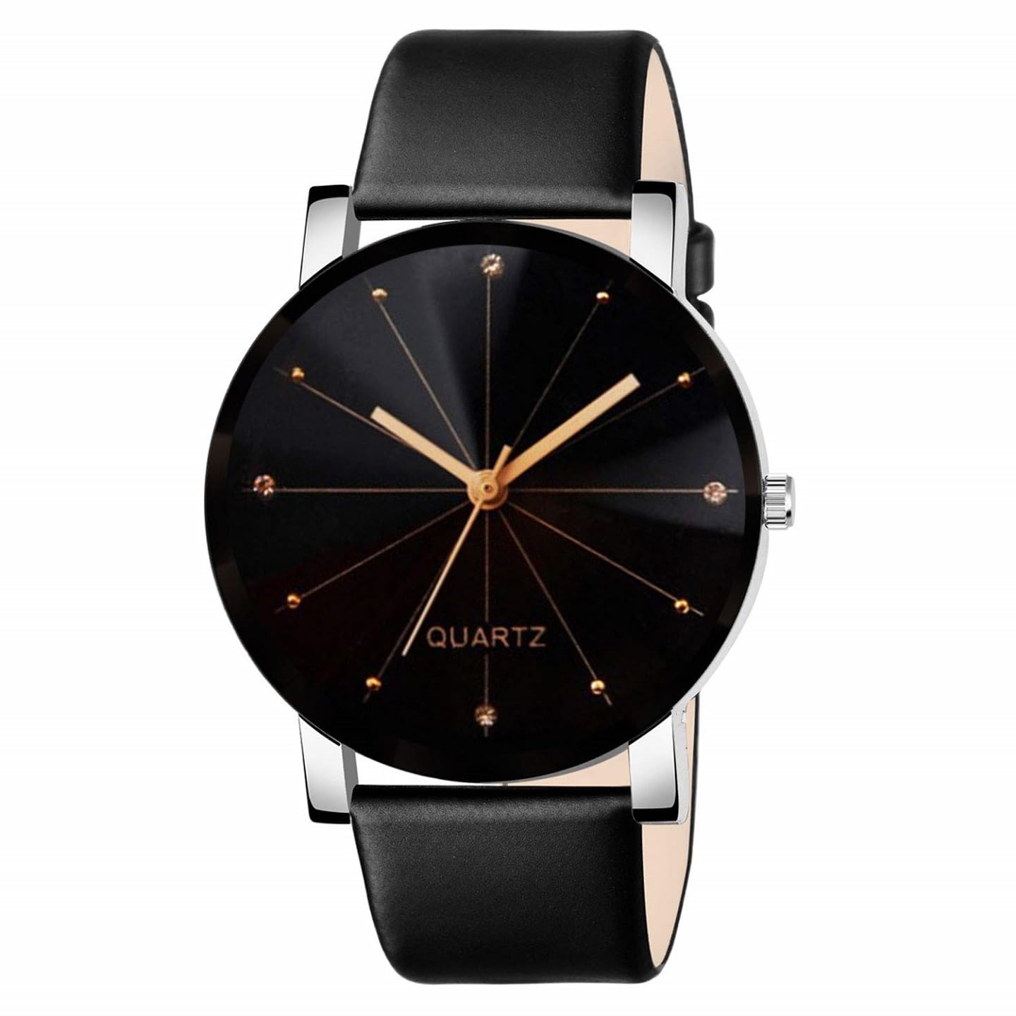 Laksh Analog Black Dial Women's Watch (SR-504 AT-504) - Leather Strap, Classic Design for Office, Party & Everyday Wear