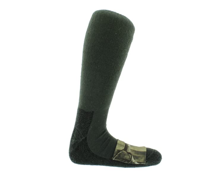 Heat Factory Mid-Calf Thermal Socks with Foot Warmer Pockets - Mossy Oak Camouflage & Olive Green for Hunting, Hiking & Winter Outdoor Activities