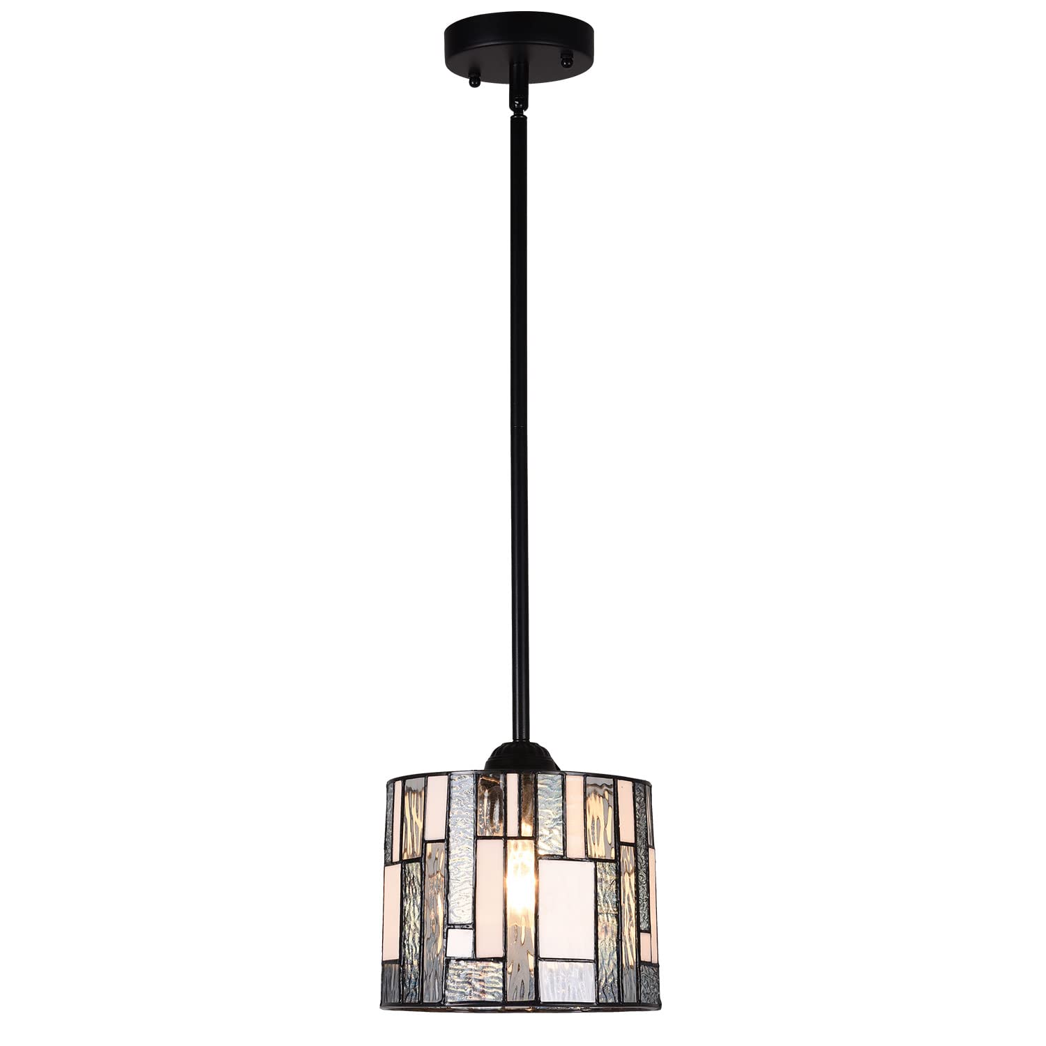 ARTZONE Tiffany Style Stained Glass Pendant Light - 8 Inch Wide Vintage Blue Hanging Lamp for Kitchen Island, Dining Room & Indoor Decor | Perfect for Farmhouse, Cafe & Home Decoration Lighting