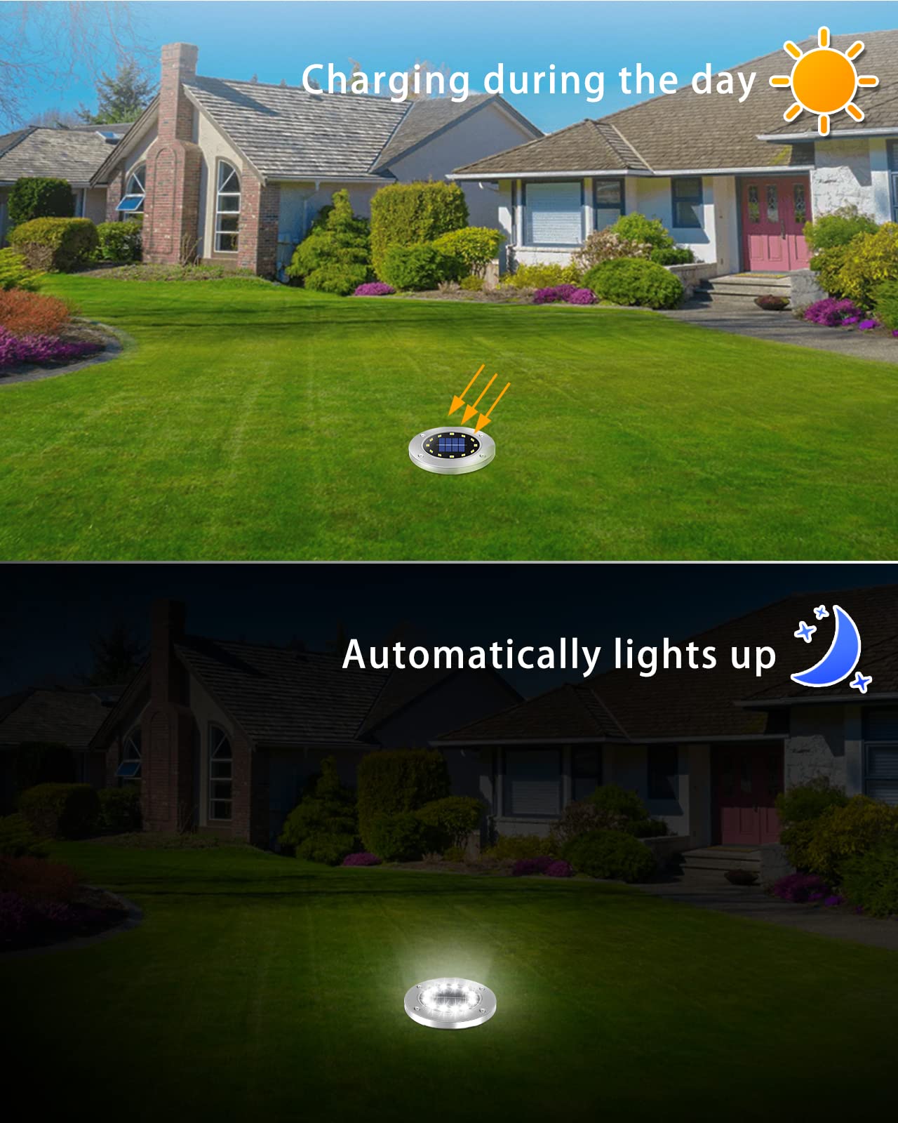 **Coroor Solar Ground Lights - 12 LED Waterproof Outdoor Garden Lights, Bright Solar Disk Lights for Pathway, Yard, Lawn, Patio, Walkway & Pool - Perfect for Nighttime Landscape Lighting (4-Pack, White)**