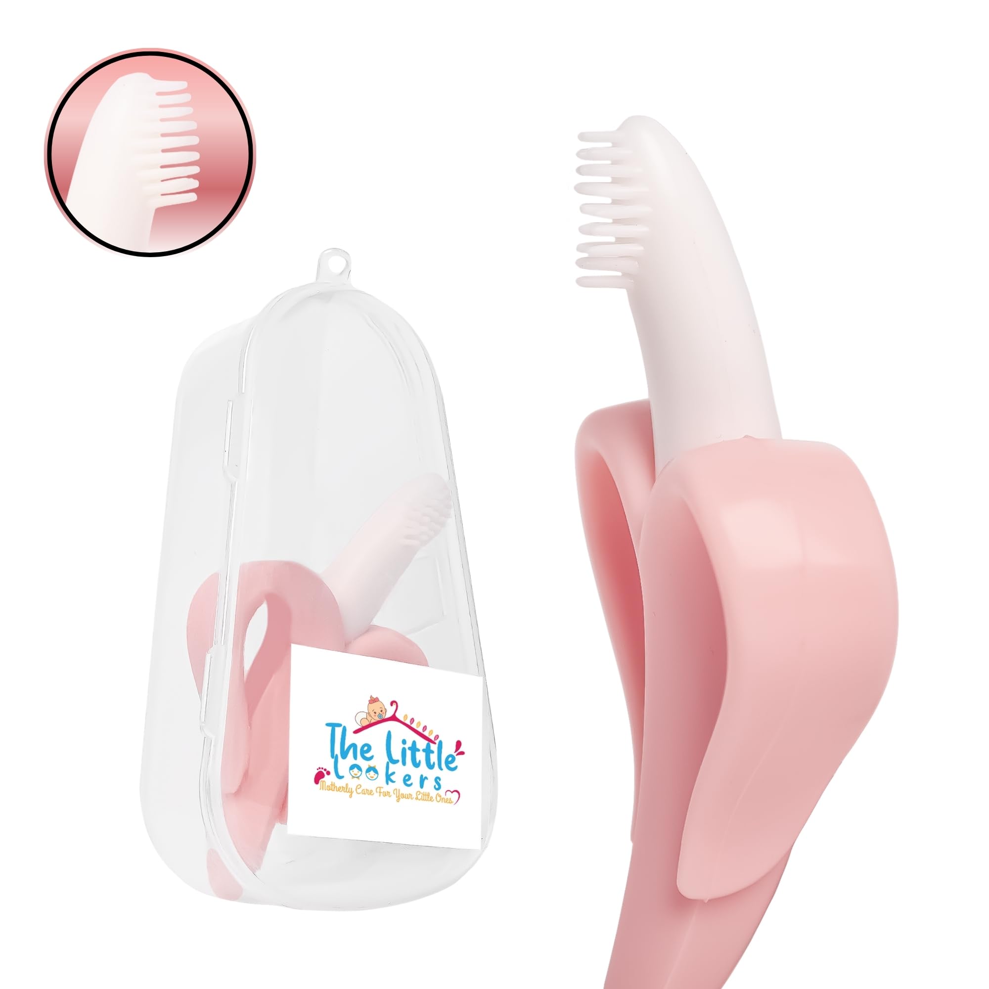 MASTELA Silicone Banana Teething Toy & Baby Toothbrush - Safe Teether for Infants, Toddlers & Newborns (Pink, 1 Pack) | Perfect for Soothing Sore Gums & Early Oral Care