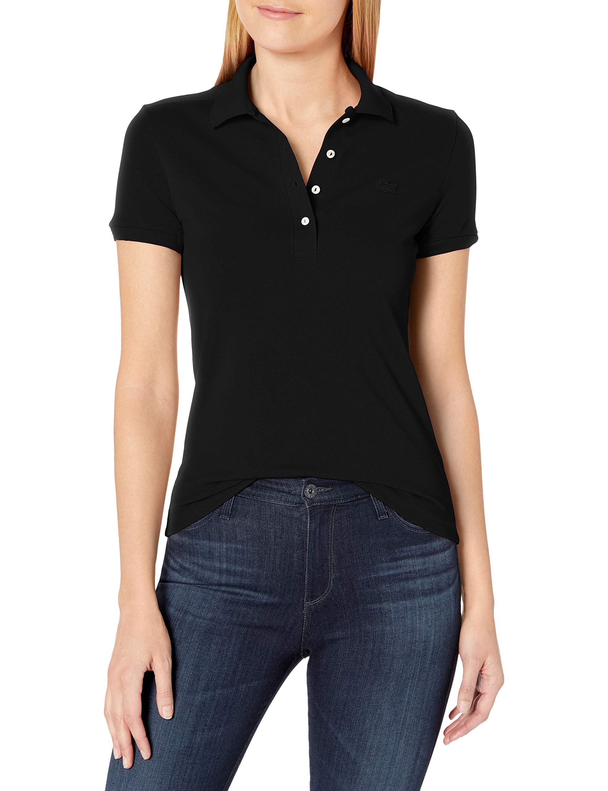 Lacoste Women's Slim Fit Stretch Pique Polo Shirt - Short Sleeve Cotton Casual Top for Golf, Tennis & Everyday Wear