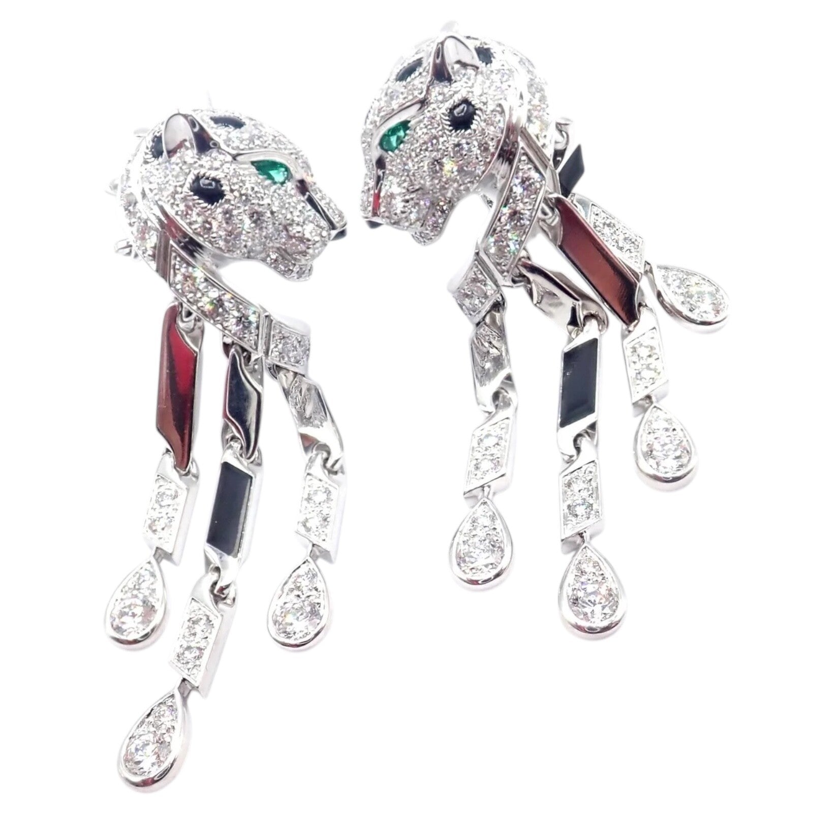 Authentic Cartier Panthere Panther 18k White Gold Diamond Black Onyx Earrings for Women | Luxury Jewelry Gift for Anniversary, Birthday & Special Occasions