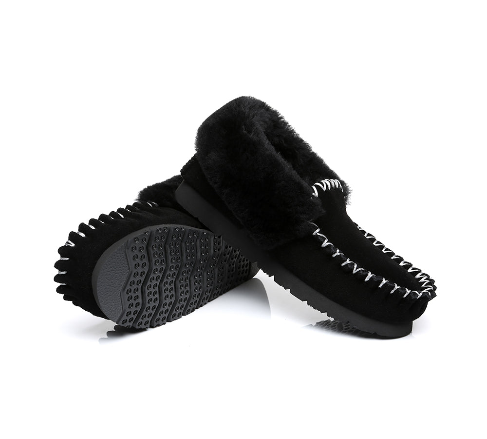 EVERAU® Women's UGG Slippers - Genuine Sheepskin & Wool Ankle Booties - Cozy Indoor/Outdoor Moccasin Slippers for Winter Comfort at Home or Office