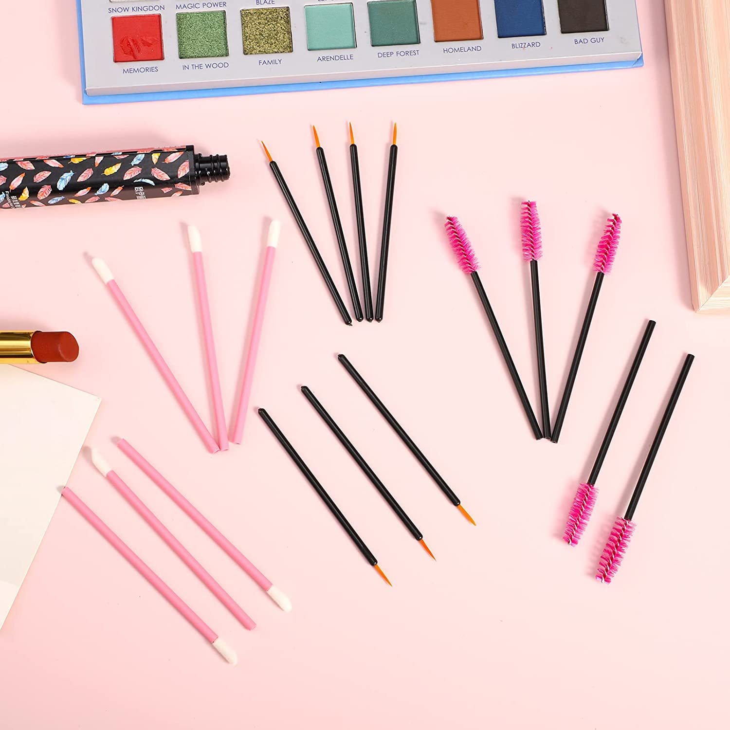 50 PCS Professional Makeup Brush Set - 10 Eyeliner Brushes, 20 Mascara Wands, 20 Lipstick Applicators | Essential Makeup Artist Tools Kit for Beauty Salon, Home & Travel | Perfect for Makeup Application, Touch-ups & On-the-Go Beauty