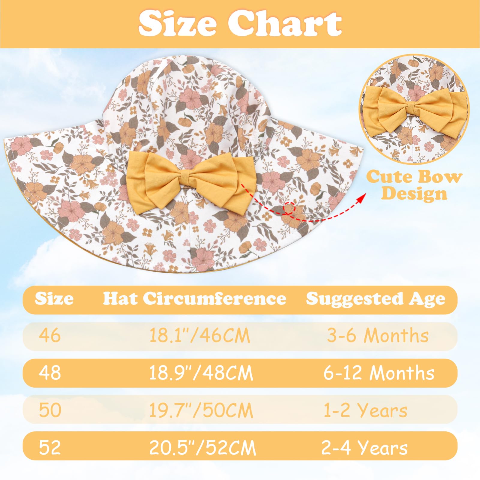 Adorable Baby Girl Sun Hat with Bow - UPF 50+ UV Protection Summer Bucket Hat for Toddlers & Kids - Perfect for Beach, Pool, and Outdoor Play