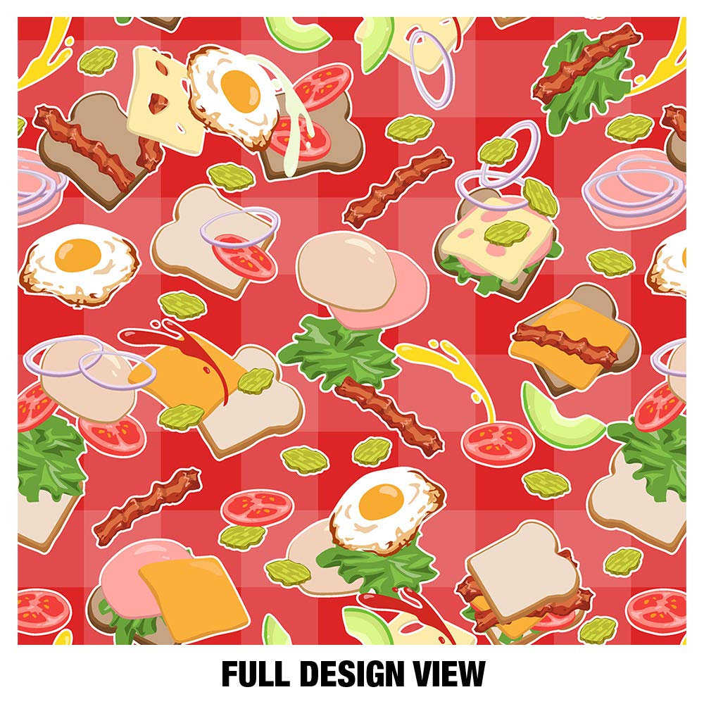 Popfunk Messy Sandwich Pattern Bread Cheese 1-Ply Reusable Face Mask - Unisex Washable Cloth Mask for Daily Use, Outdoor Activities & Travel Protection