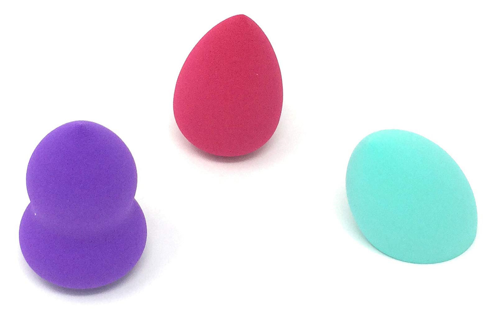 3-Piece Wet or Dry Makeup Sponge Set - Ergonomic Contoured Design for Easy Grip, Rounded & Flat Sides for Seamless Blending of Powder, Liquid & Cream Makeup | Perfect for Everyday Makeup Application, Travel & Professional Use