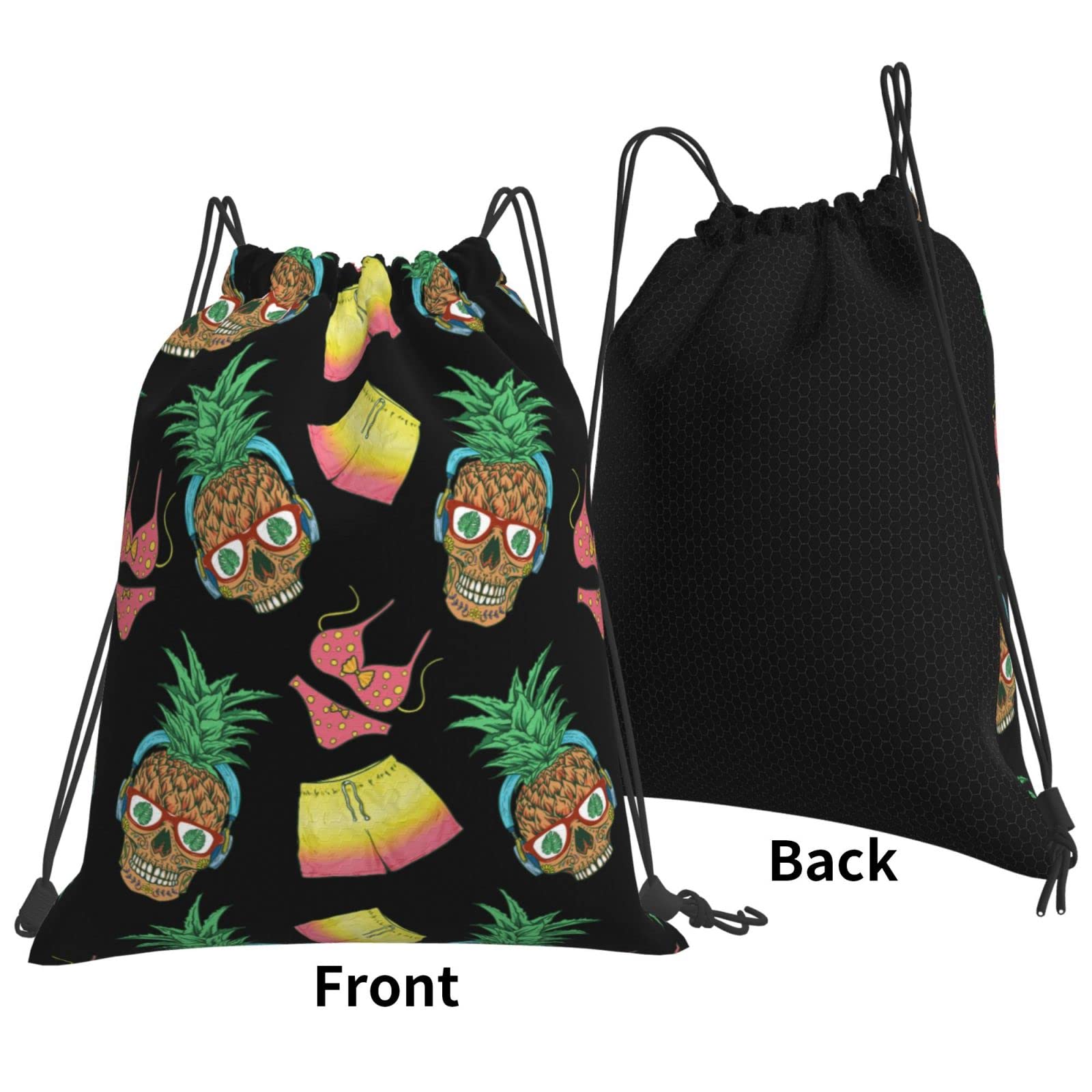 Skull Drawstring Bags - Lightweight Gym Sack Backpack for Sports, Yoga & Workout - Perfect for Gym, Travel & Beach Essentials