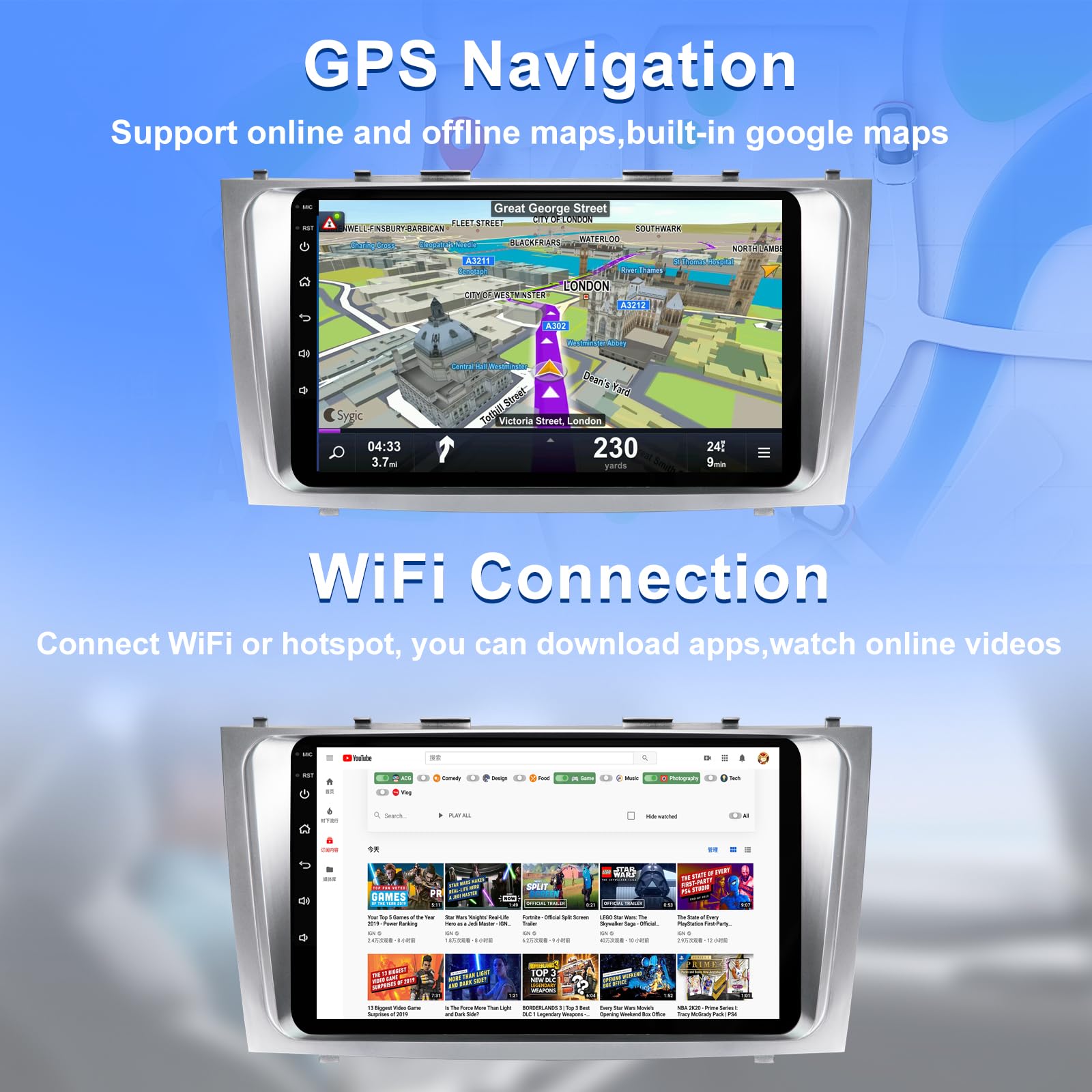 AMEROBO 4+64GB Android 13 QLED Touch Screen Car Stereo for Toyota Camry 2007-2011 - 1280x720 HD Display with Canbus Harness, Apple CarPlay, Android Auto, Bluetooth, GPS, WiFi, FM Radio & Backup Camera | Perfect for Hands-Free Calling, Navigation & Entertainment While Driving
