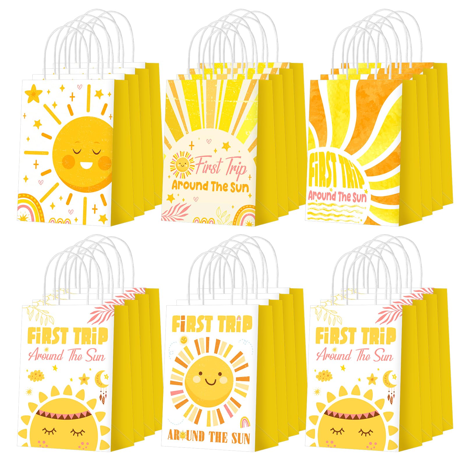Glenmal 24pcs 1st Birthday Party Favors Bags - Boho Sun Decor for Kids