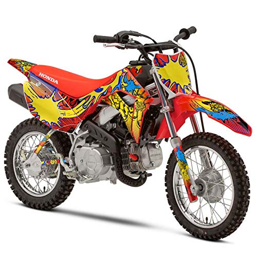 2019-2022 Honda CRF110F Dirt Bike Graphics Kit - Zany Red Senge Full Body Decal Sticker Set for Off-Road & Motocross Racing