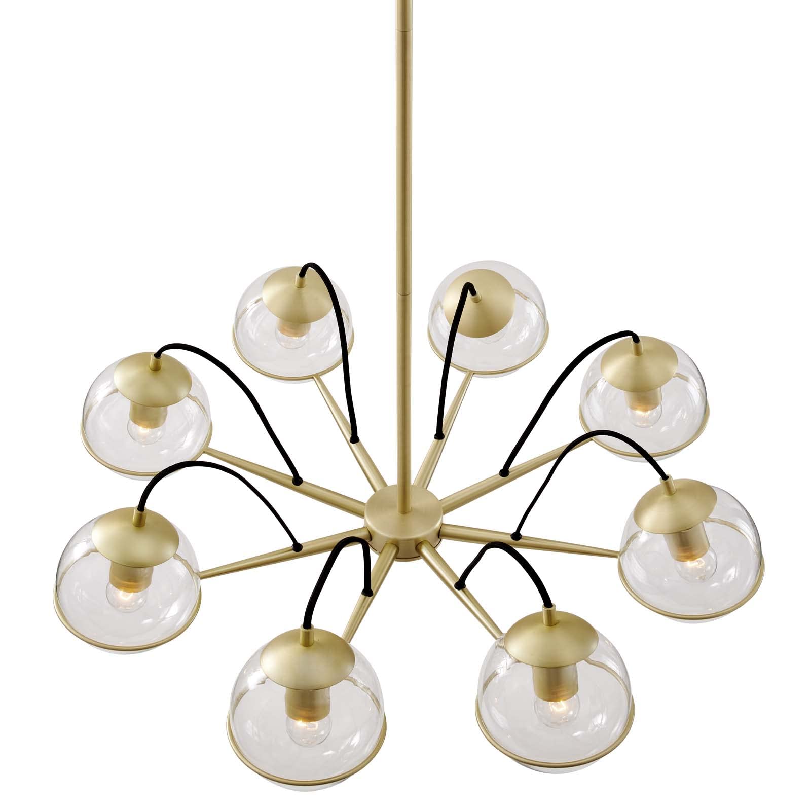 Modway EEI-5307-CLR-GLD Hanna Crystal Chandelier with Gold Accents - Elegant Dining Room Lighting for Home Decor & Wedding Venues