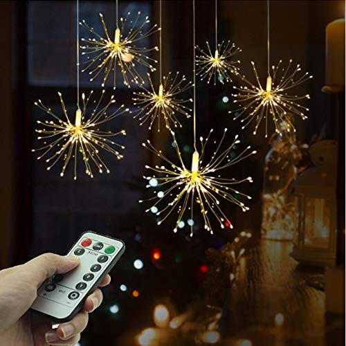 150 LED Starburst String Lights - Outdoor Waterproof Fairy Lights for Christmas, Garden, Party & Wedding Decor - Firework Copper Wire Twinkle Garland for Patio, Yard, Balcony Decoration