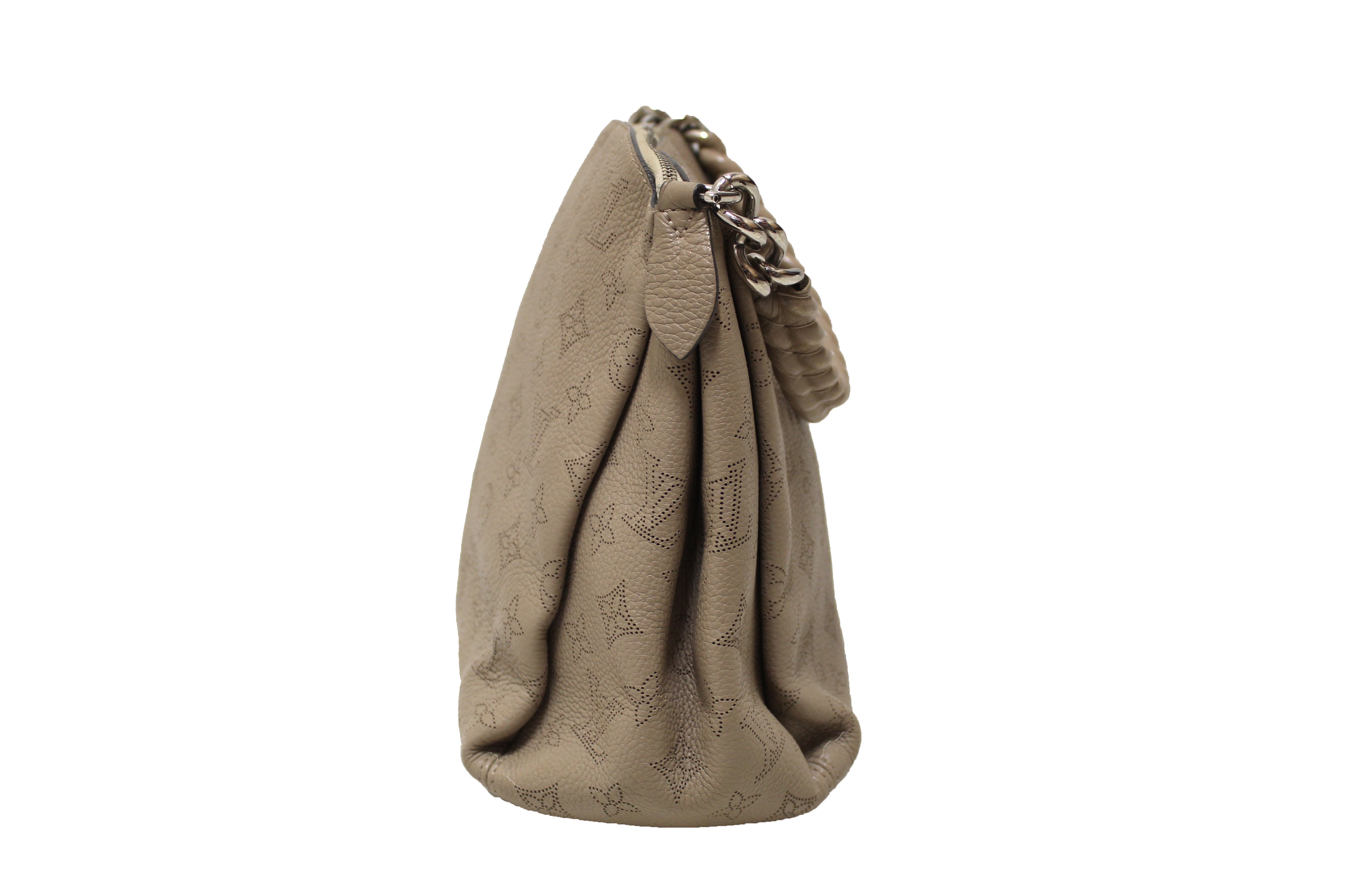 Authentic Louis Vuitton Grey Mahina Leather Babylone Chain BB Hobo Shoulder Bag - Luxury Crossbody Purse for Women, Perfect for Date Night & Evening Events