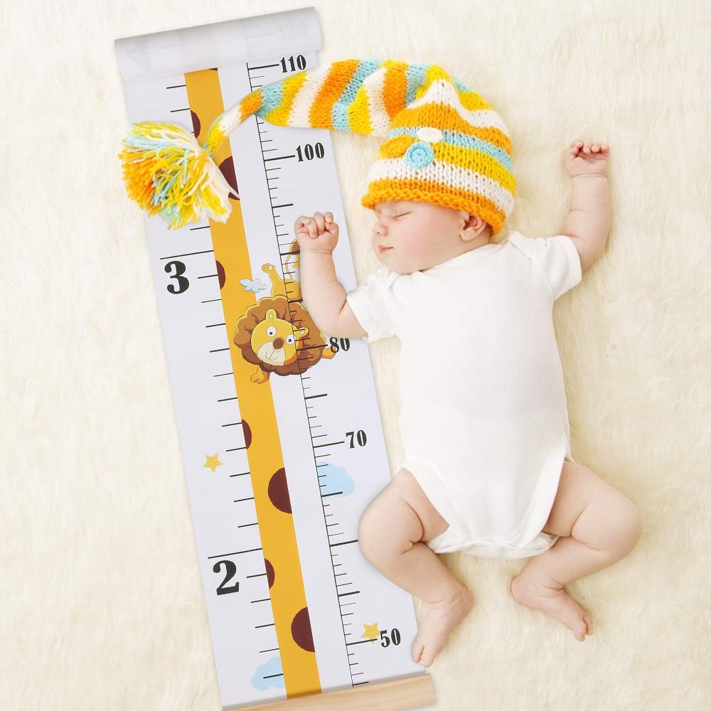 Baby Growth Chart for Kids & Toddlers - Canvas Height Chart for Boys & Girls, Wooden Wall Ruler for Nursery & Bathroom Decor - Waterproof, Hangable & Removable Measuring Tool - Perfect for Tracking Child Development in Bedrooms, Playrooms & Daycare Centers