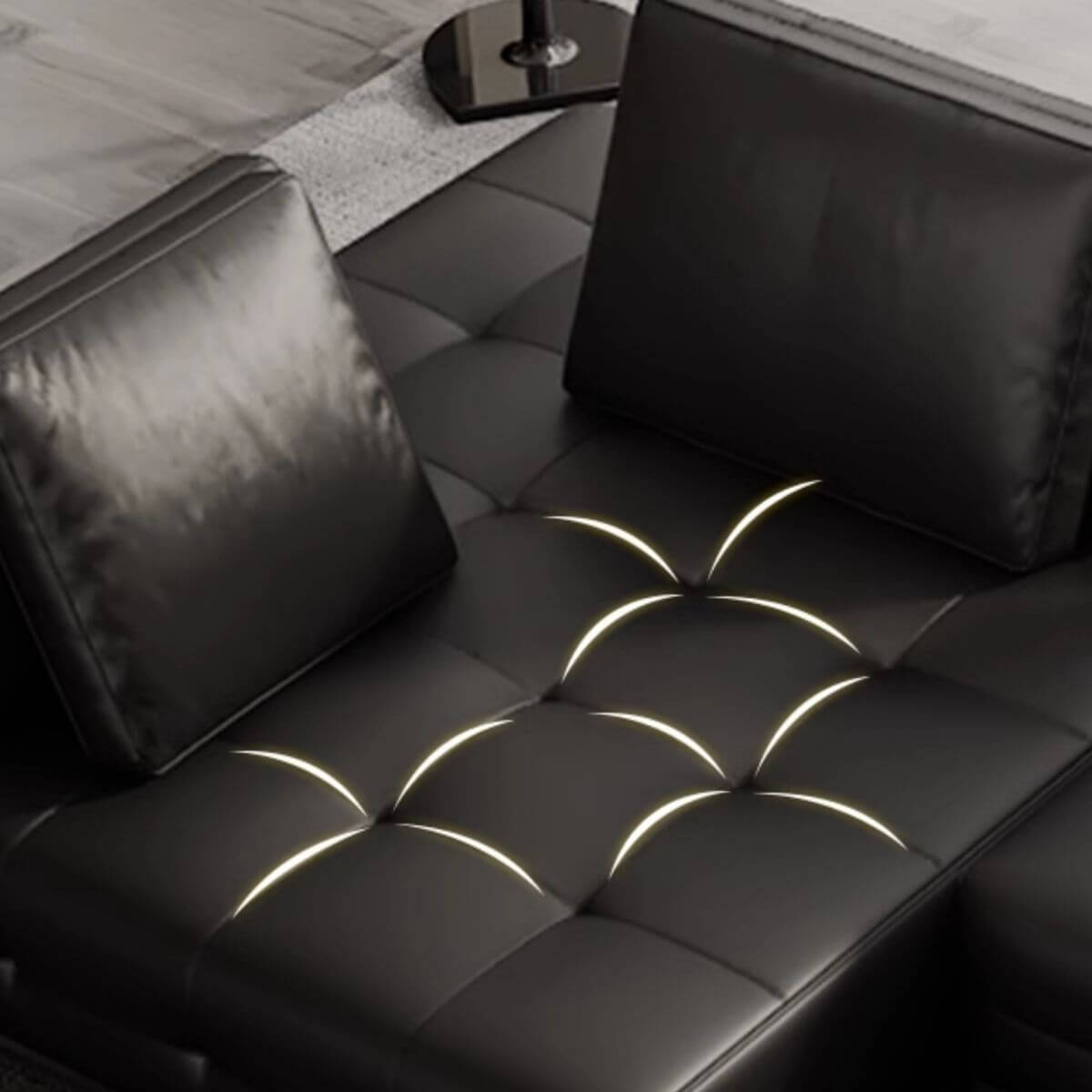 L-Shaped Sectional Sofa with Chaise Lounge - 5-Seater 4-Piece Reversible Modular Couch in Black - Perfect for Living Room, Family Room & Home Theater